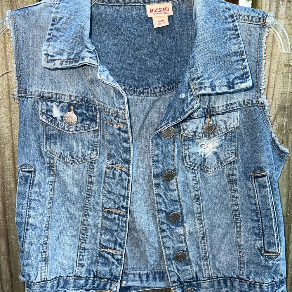 Mossimo Supply Co. Light Blue Distressed Denim Vest